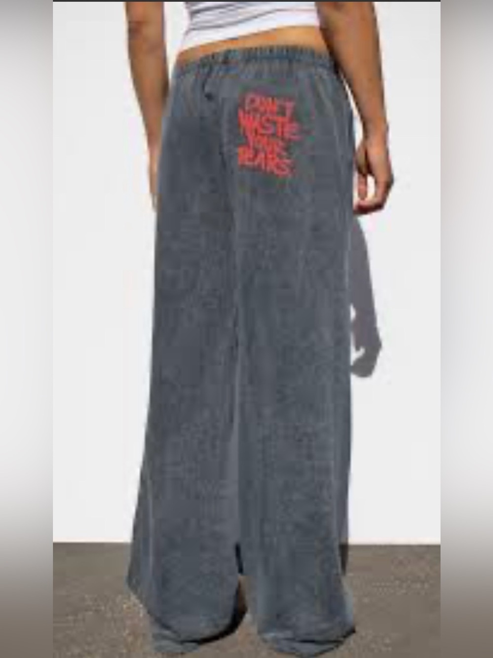 SUBDUED DON’T WASTE YOUR TEARS Blue Mineral Wash Wide Leg Sweatpants joggers - S
